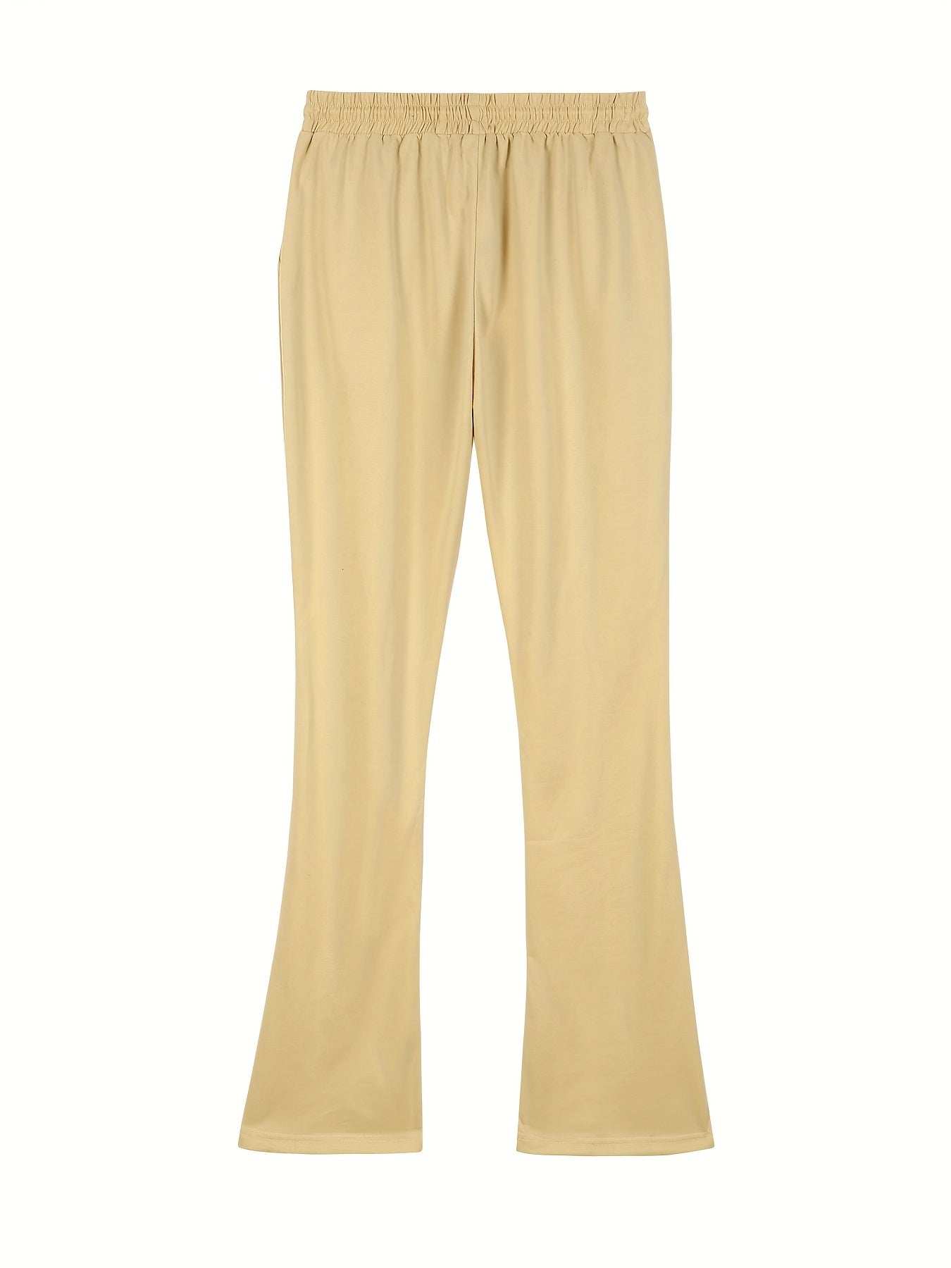 Men's Embroidered Heart Series Casual Flare Pants - Lightweight, Breathable Polyester, Drawstring Waist with Pockets, All-Season Wear, Style