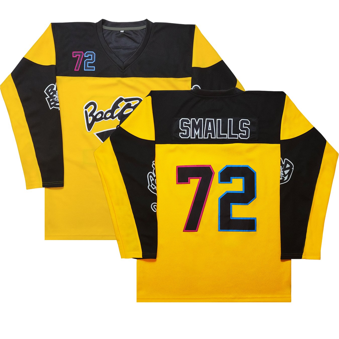 Men's #72 Yellow & Black Ice Hockey Jersey - V-Neck, Short Sleeve, Breathable Sports Uniform for Training & Competition, Polyester, Machine Washable