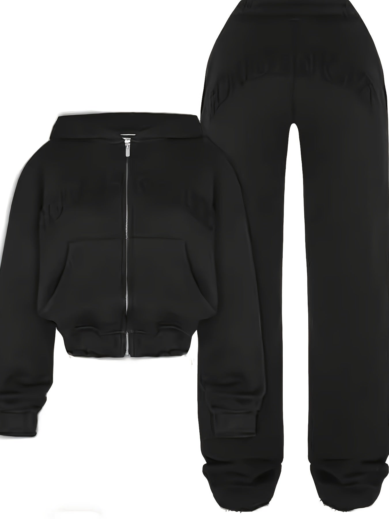 Comfortable Chic Women's Athletic Set - Adjustable Full-Zip Hoodie & Slim-Fit Pants with Letter Print Design