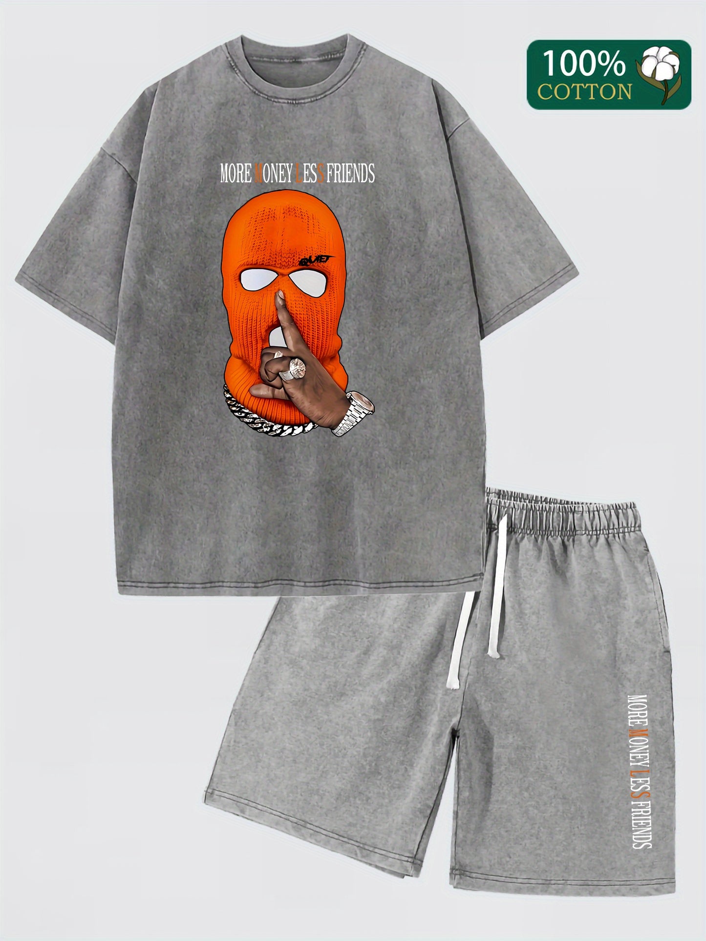 Vintage Cotton Casual Set - 230g Thick Pure Cotton T-Shirt, 290g Washed Shorts - Comfortable, Breathable, Summer Essential