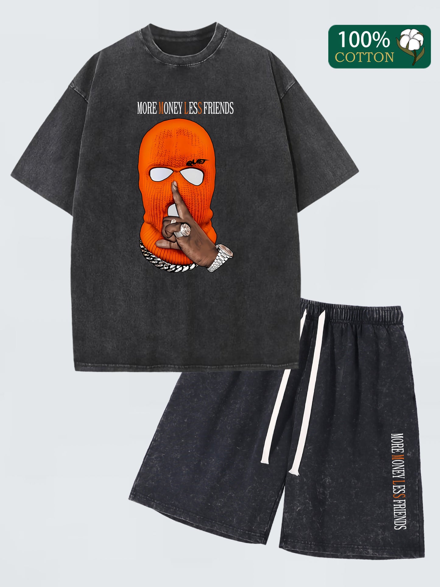 Vintage Cotton Casual Set - 230g Thick Pure Cotton T-Shirt, 290g Washed Shorts - Comfortable, Breathable, Summer Essential