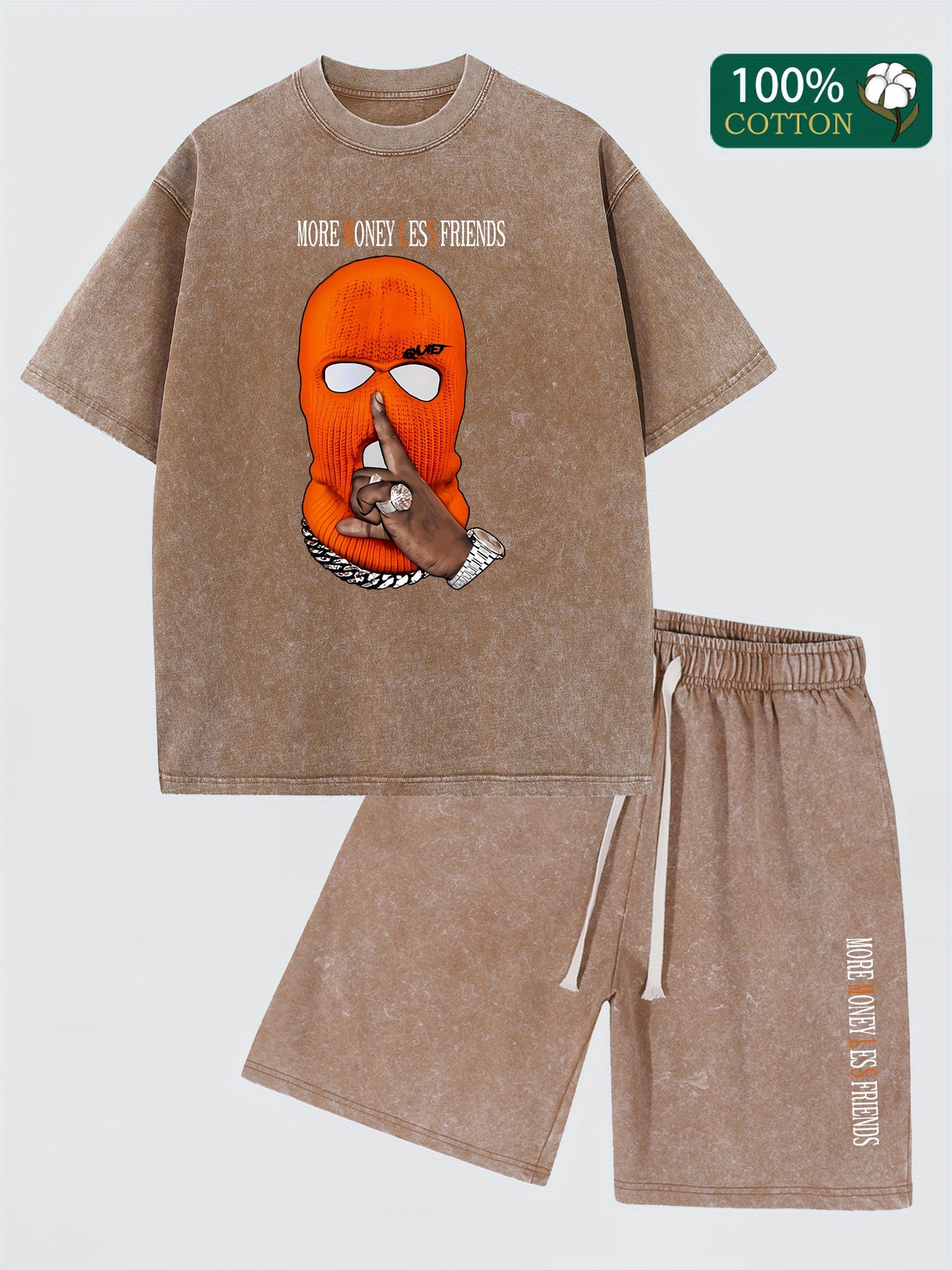 Vintage Cotton Casual Set - 230g Thick Pure Cotton T-Shirt, 290g Washed Shorts - Comfortable, Breathable, Summer Essential