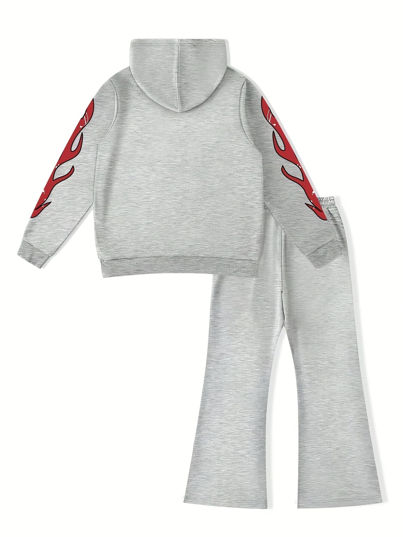 Men's Flame Graphic Hoodie & Sweatpants Set - "FIRE" 23 Print, Casual Streetwear, Polyester Blend, Machine Washable, 2pcs Tracksuit for Autumn/Winter, Essential Hoodie