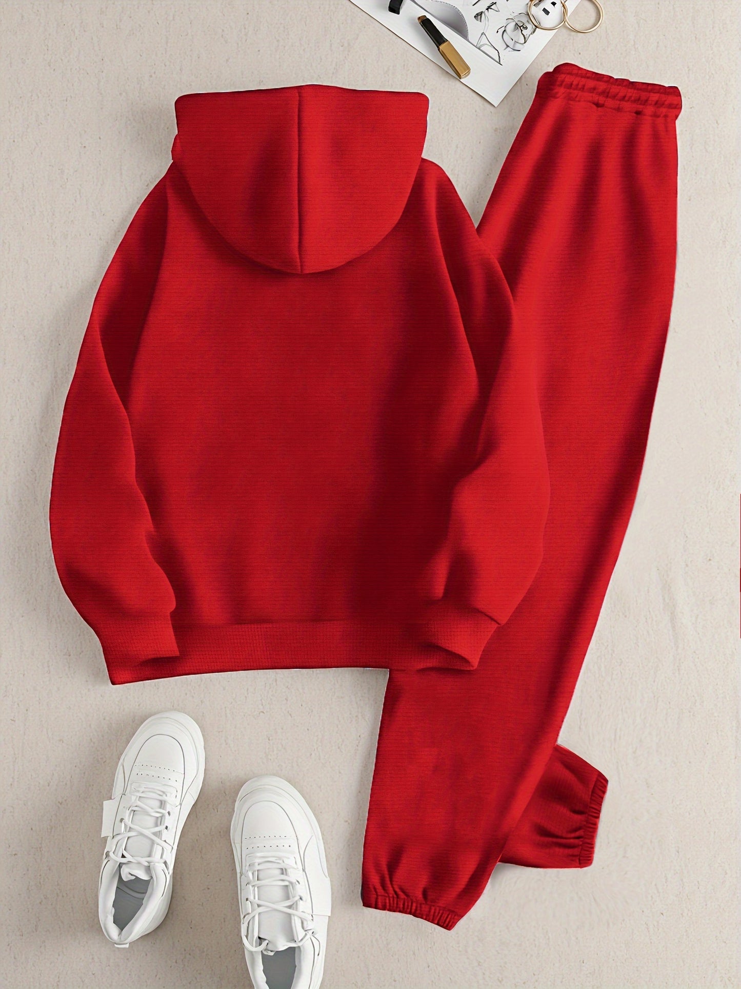 2024 Autumn And Winter Fashion Milan-Themed New Women'S Hooded Sweatshirt And Long Pants Set with a Hooded Long-Sleeve Casual Top.