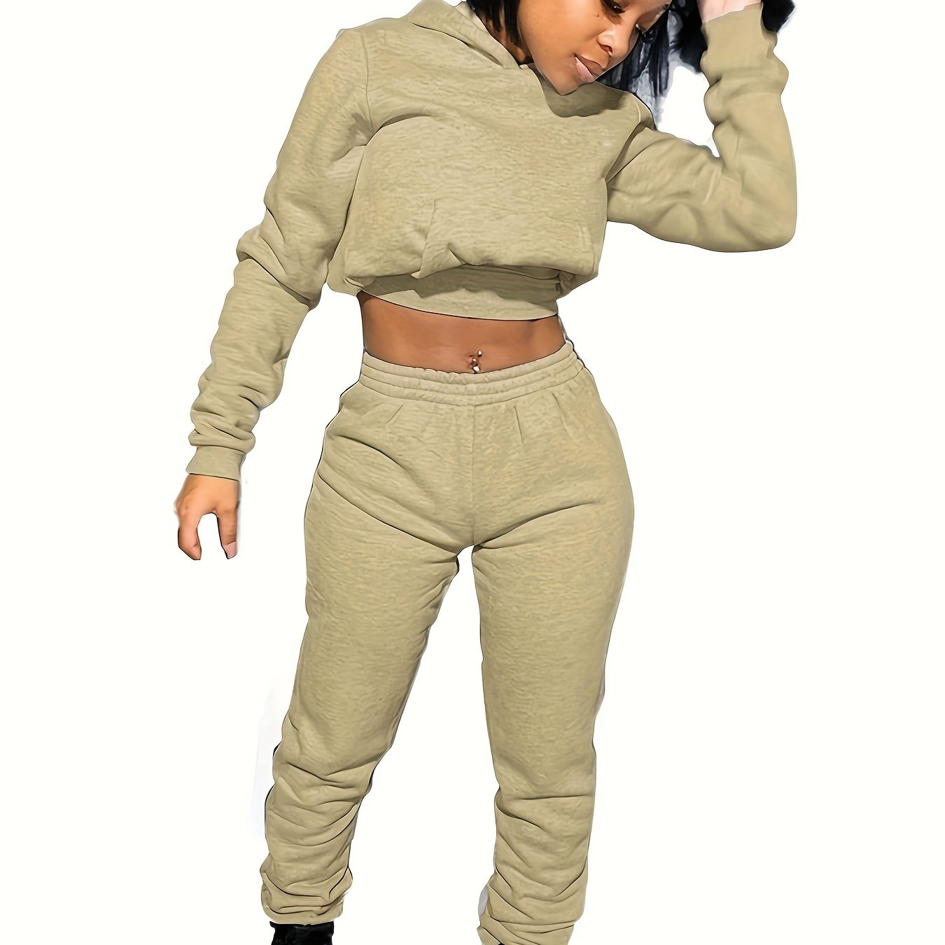 Women's Sport Suit: Solid Color Short Top + Sports Pants 652