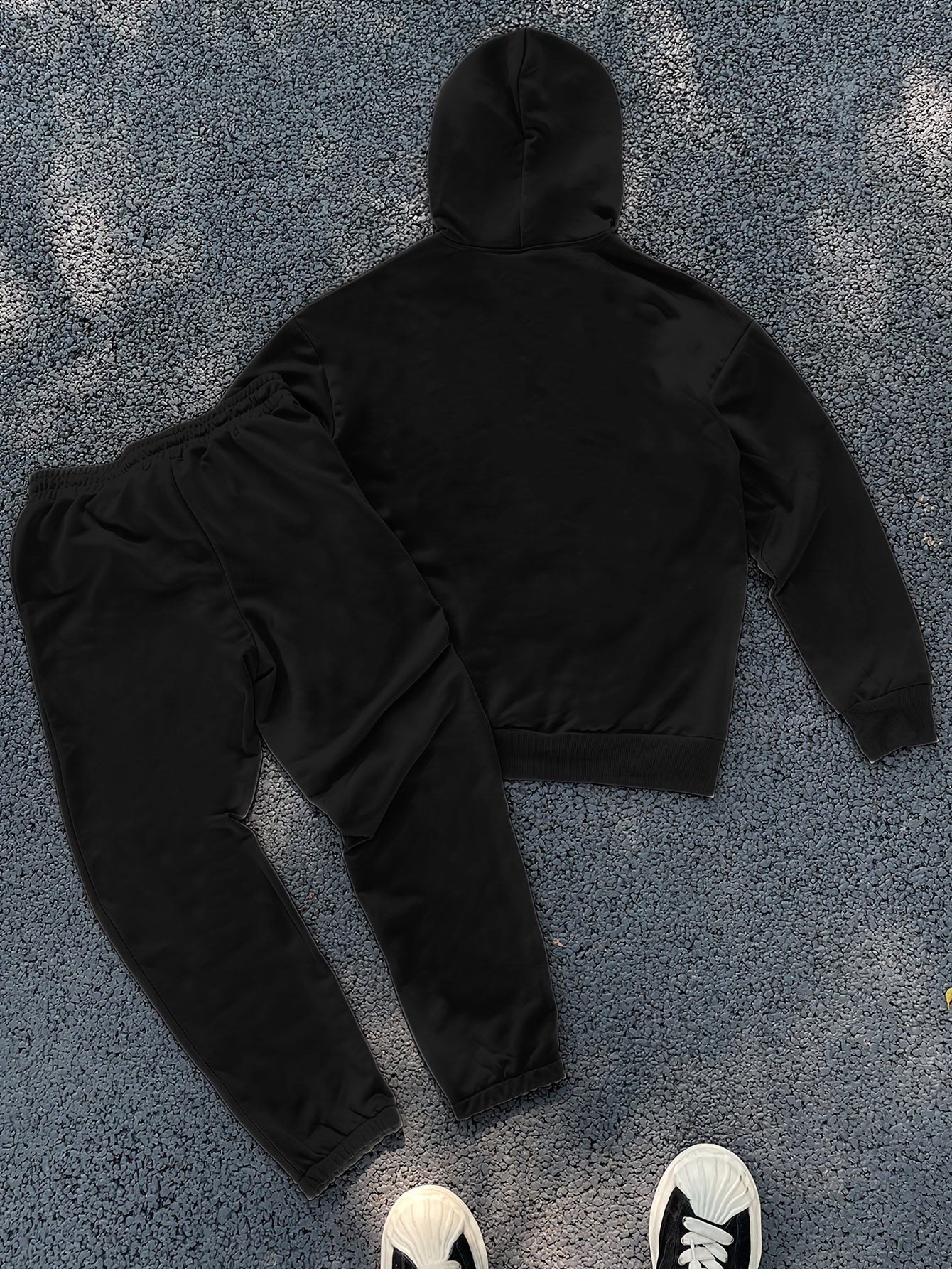 Men's Suit/Simple Bold Letter Print/Street Cool Style/Kangaroo Bag Loose Shoulder/Zipper Hoodie Sweatpants Set