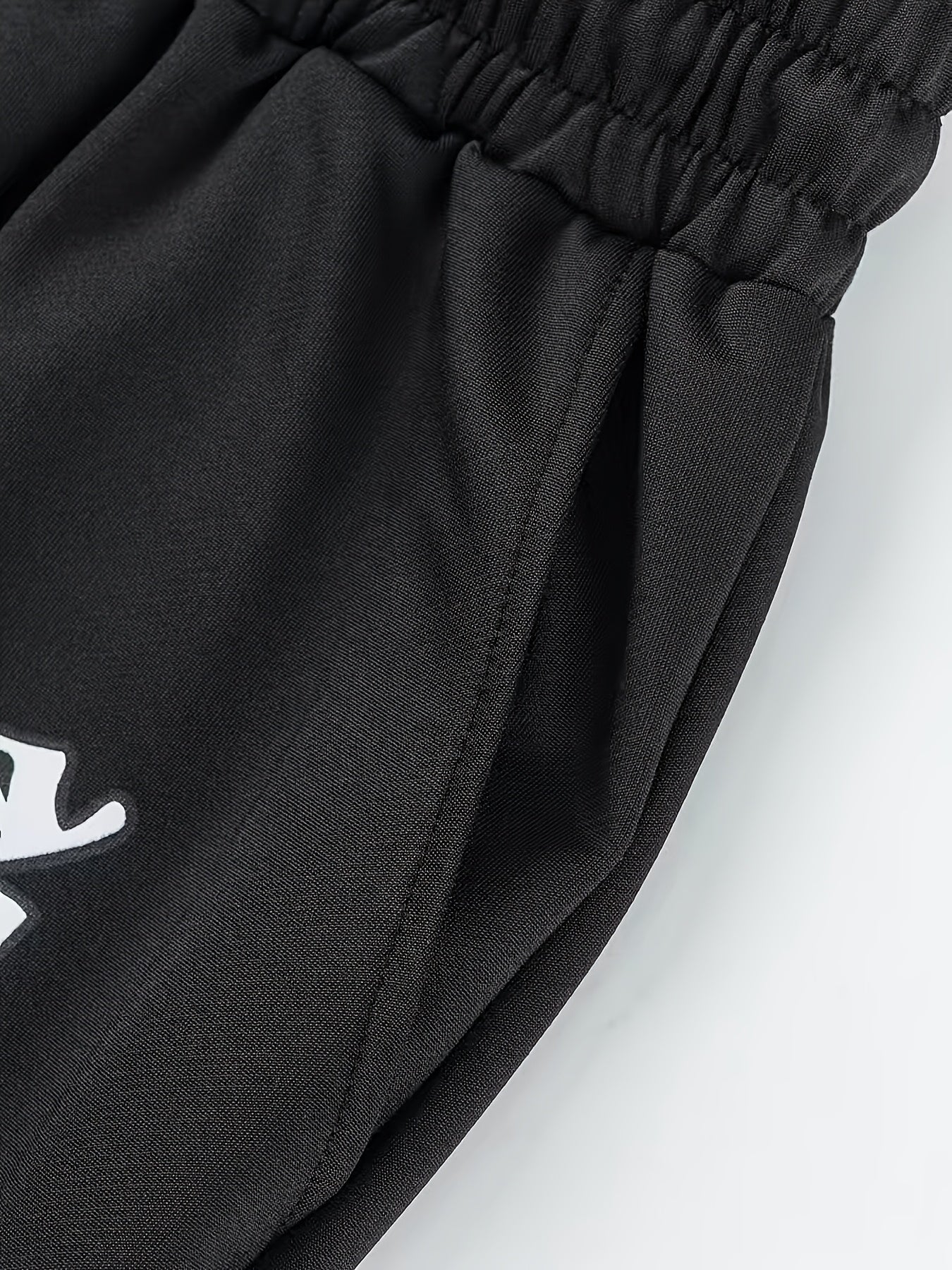 2pcs Men's Casual Jogger Pants with Elastic Waist & Drawstring - "GOD TEARS" Cross Print, Stretchy Polyester Fabric, Machine Washable - Ideal for Spring/Fall