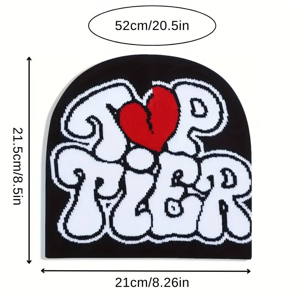 3pcs 'TOP TIER' Hip Hop Beanie - Y2K Fashion Knit Hat, Stretchy & Lightweight for Halloween, Warm Outdoor Cap