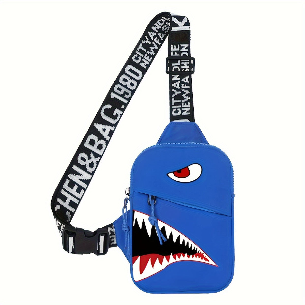 Shark Print Nylon Chest Bag - Stylish & Durable Crossbody Sling for Unisex, Adjustable One-Shoulder Fanny Pack Ideal for Sports, Travel & Outdoor Adventures
