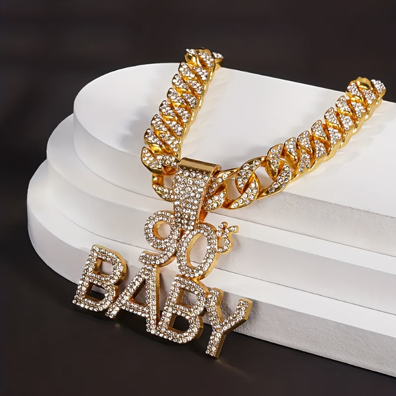 1 Piece Men's Pendant Necklace 90's BABY Pendant with Cuban Chain Creative Necklace Holiday Gift Everyday Wear Perfect Gift for Holiday Party.