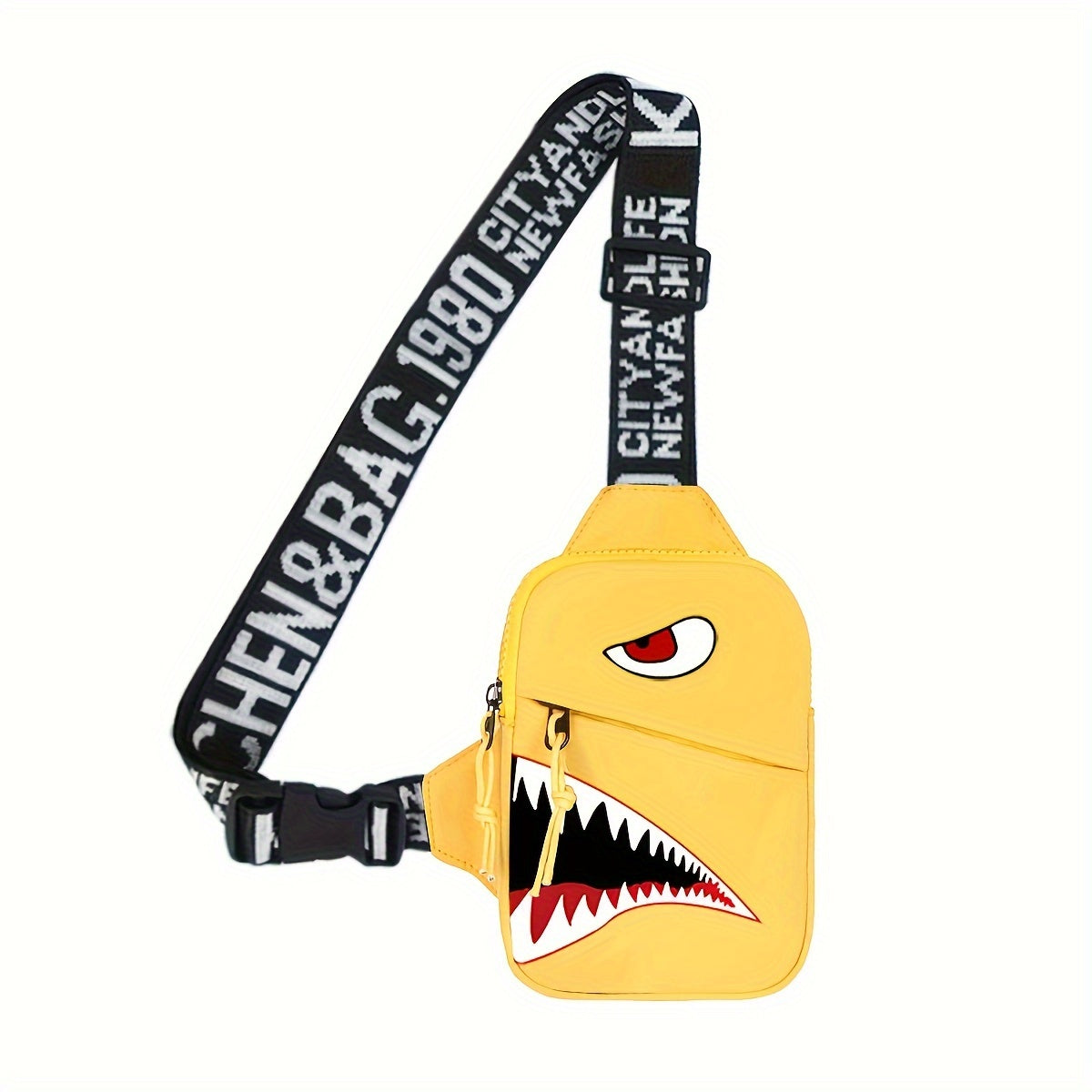 Shark Print Nylon Chest Bag - Stylish & Durable Crossbody Sling for Unisex, Adjustable One-Shoulder Fanny Pack Ideal for Sports, Travel & Outdoor Adventures