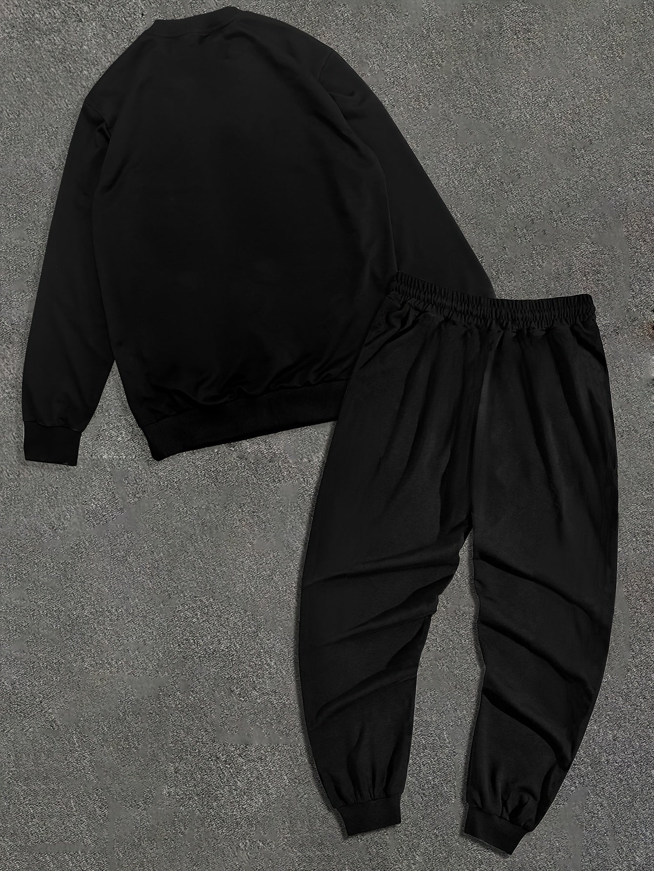 Men'S Casual Graffiti Print Sweatshirt and Pants Set, Crew Neck, Loose Fit, Knit Polyester 95%, 5% Elastane, Slight Stretch, Fall/Winter Lash Sets