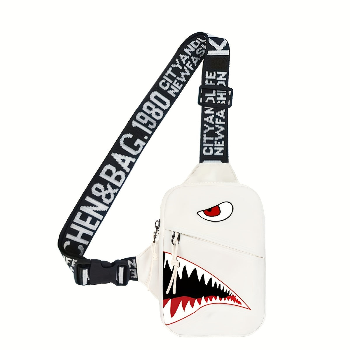 Shark Print Nylon Chest Bag - Stylish & Durable Crossbody Sling for Unisex, Adjustable One-Shoulder Fanny Pack Ideal for Sports, Travel & Outdoor Adventures