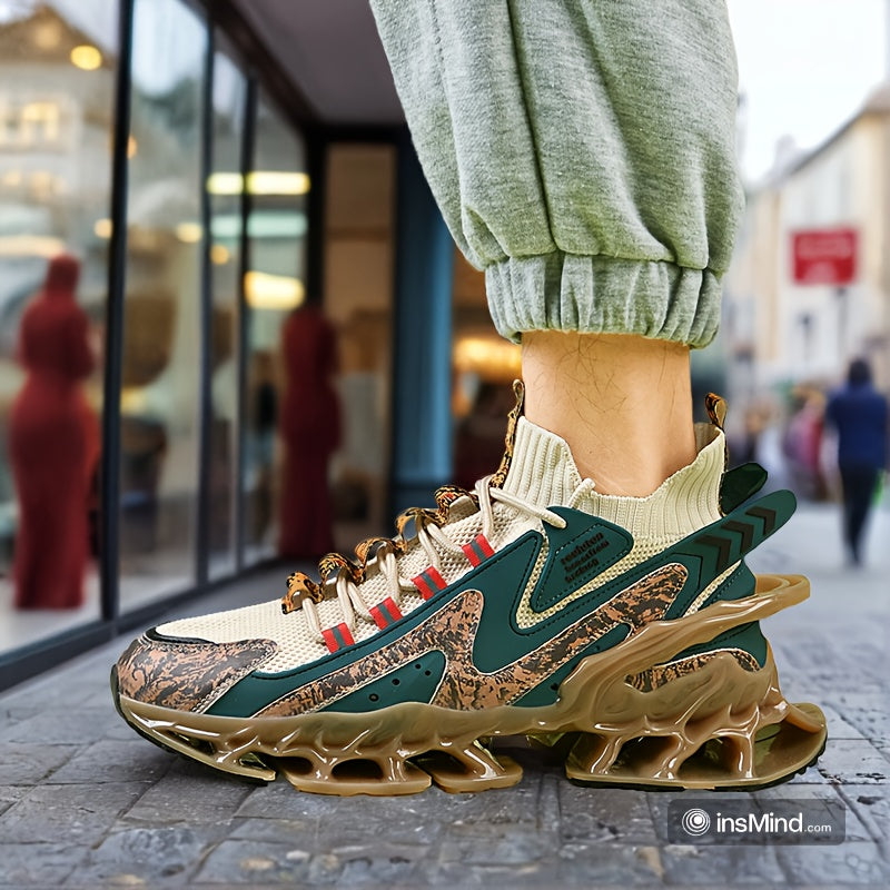 Men's Athletic Footwear - Breathable Mesh, Stylish Color Block Design with EVA Insole, Durable TPU Outsole for Running & Casual Activities - Spring/Autumn