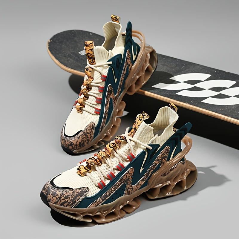 Men's Athletic Footwear - Breathable Mesh, Stylish Color Block Design with EVA Insole, Durable TPU Outsole for Running & Casual Activities - Spring/Autumn