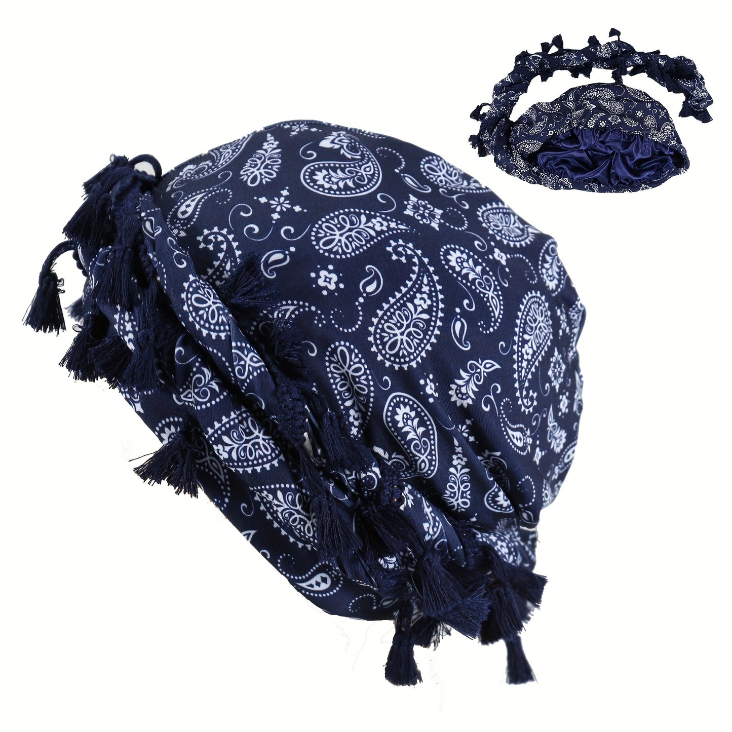 Vintage Paisley Bandana Headwrap with Tassels - Men's Fashion Accessory - Lightweight Knit - Printed Design - No Magnetic Features
