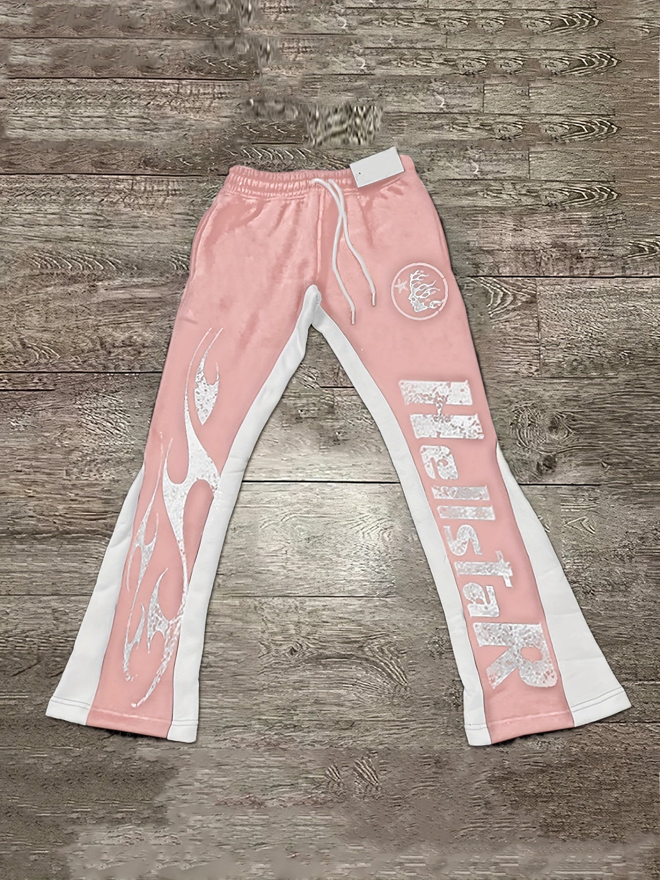 Men'S Casual Flare Leg Pants, Polyester Knit Fabric, Regular Fit, with Geometric Pattern, Asymmetrical Detail, Slight Stretch, for Fall/Winter Collection