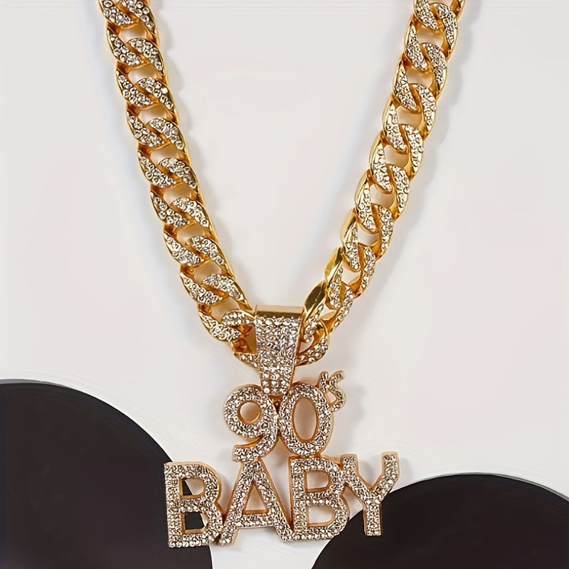 1 Piece Men's Pendant Necklace 90's BABY Pendant with Cuban Chain Creative Necklace Holiday Gift Everyday Wear Perfect Gift for Holiday Party.