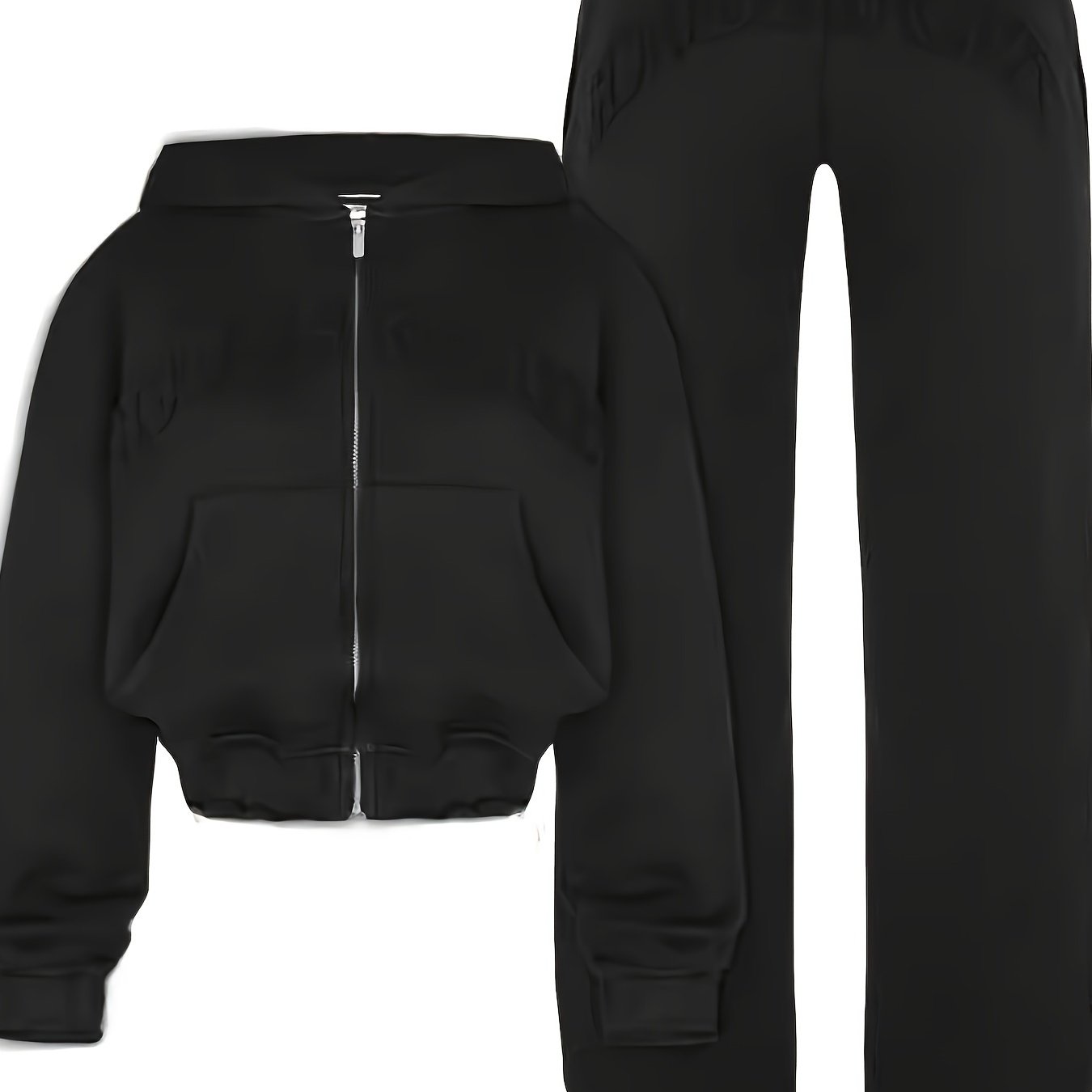 Comfortable Chic Women's Athletic Set - Adjustable Full-Zip Hoodie & Slim-Fit Pants with Letter Print Design