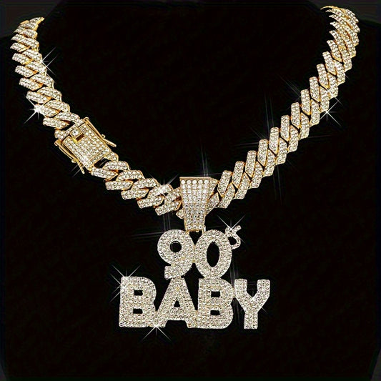 1 Piece Men's Pendant Necklace 90's BABY Pendant with Cuban Chain Creative Necklace Holiday Gift Everyday Wear Perfect Gift for Holiday Party.