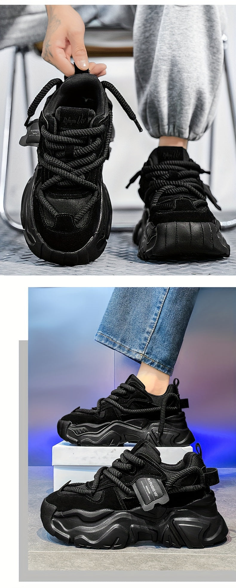 Men's Breathable Mesh Chunky Sneakers - Light Gray, Casual & Sporty Running Shoes with Height Boost, Versatile for All Seasons, Lace-Up Closure, PVC Sole