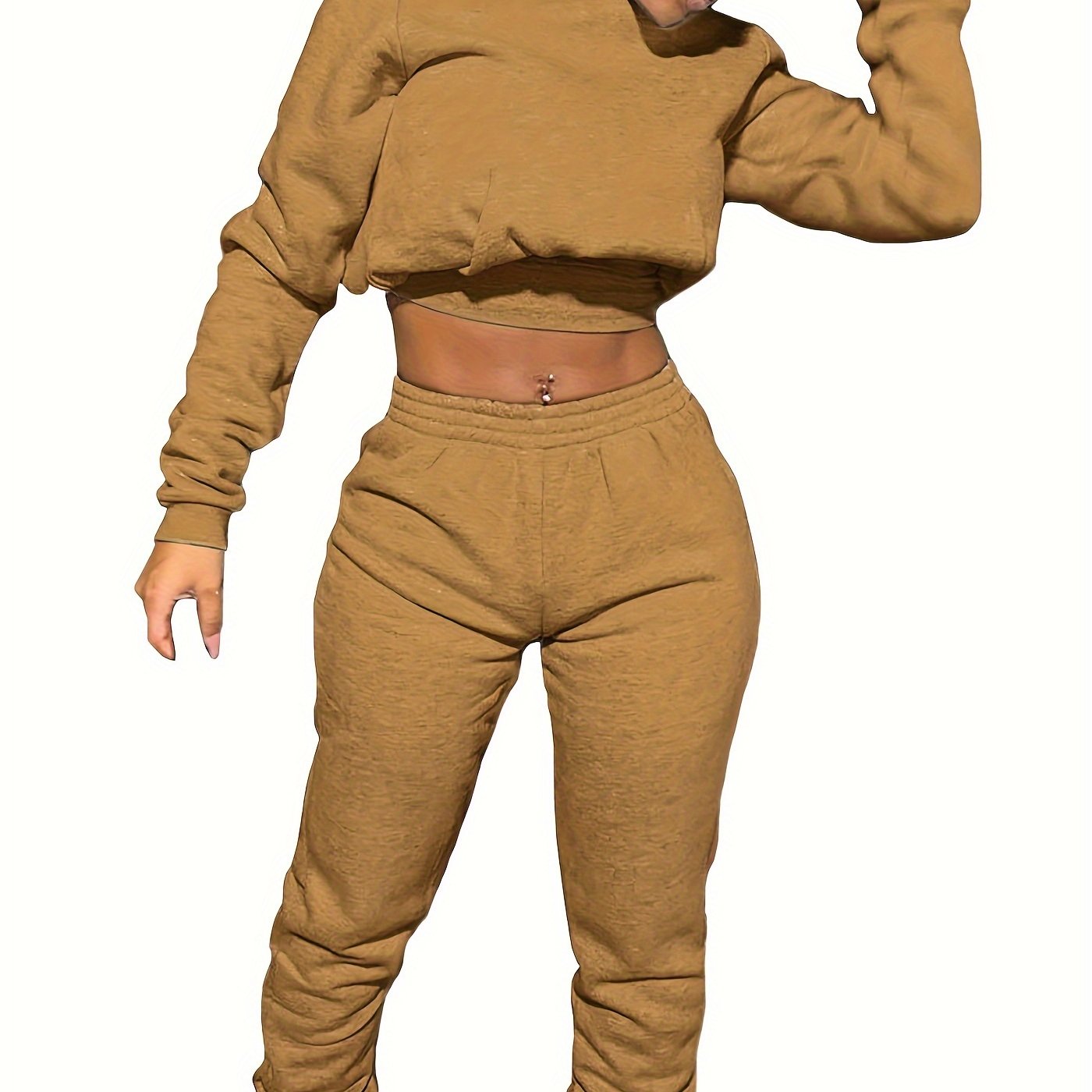 Women's Sport Suit: Solid Color Short Top + Sports Pants 652