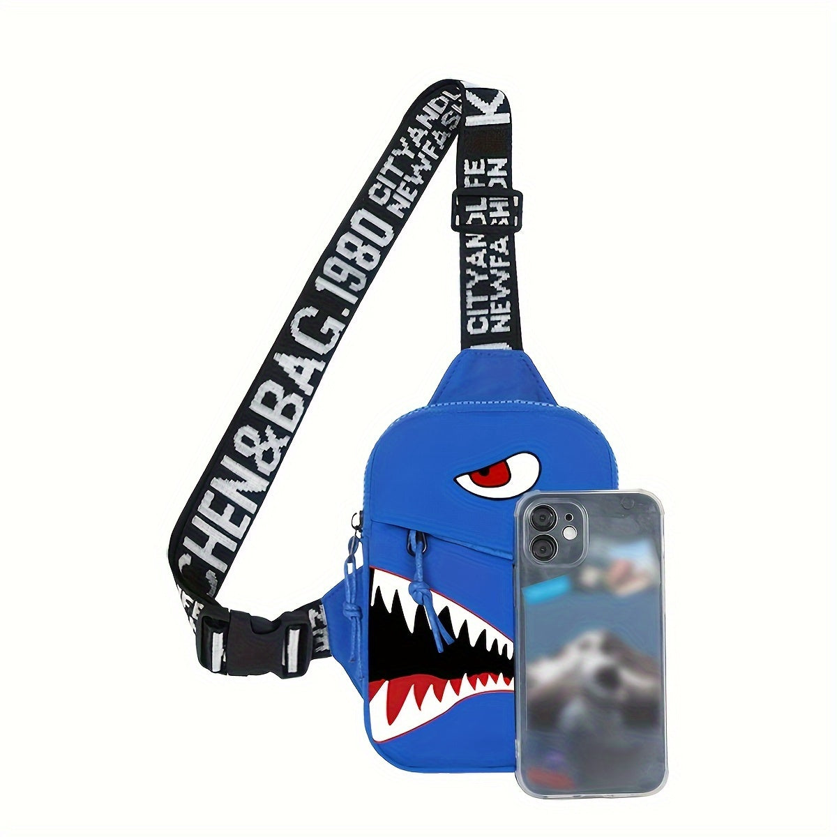 Shark Print Nylon Chest Bag - Stylish & Durable Crossbody Sling for Unisex, Adjustable One-Shoulder Fanny Pack Ideal for Sports, Travel & Outdoor Adventures