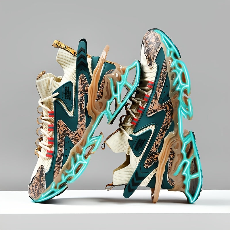 Men's Athletic Footwear - Breathable Mesh, Stylish Color Block Design with EVA Insole, Durable TPU Outsole for Running & Casual Activities - Spring/Autumn