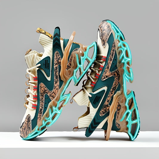 Men's Athletic Footwear - Breathable Mesh, Stylish Color Block Design with EVA Insole, Durable TPU Outsole for Running & Casual Activities - Spring/Autumn