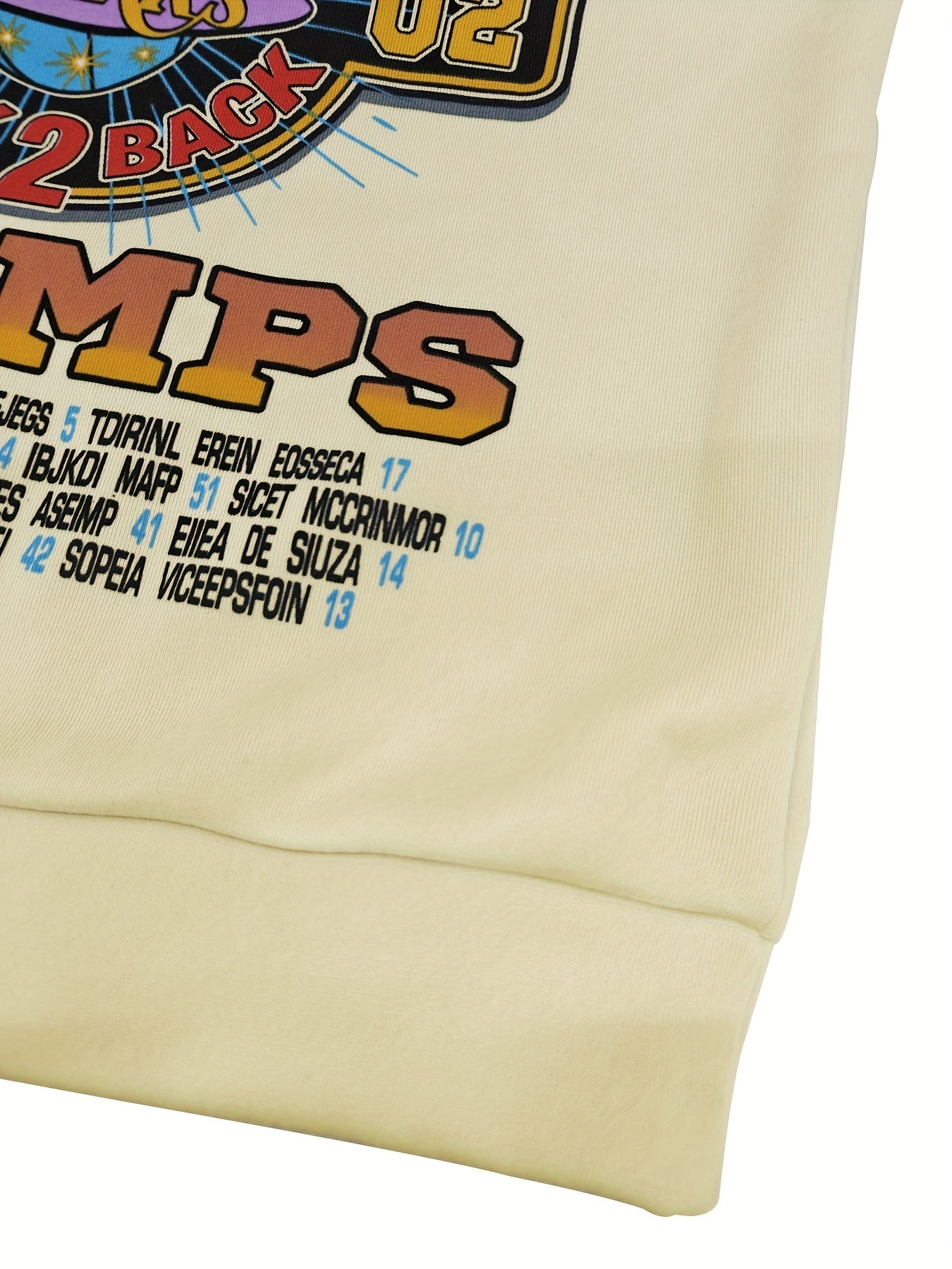 Women's Y2K-Inspired Hoodie in Cream with Vibrant NBA World Champs Graphic - Stretchy Polyester Blend, Machine Washable, Hooded, Non-Transparent, All-Season Wear