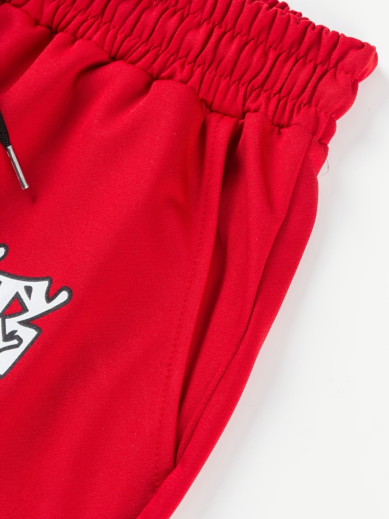 2pcs Men's Casual Jogger Pants with Elastic Waist & Drawstring - "GOD TEARS" Cross Print, Stretchy Polyester Fabric, Machine Washable - Ideal for Spring/Fall