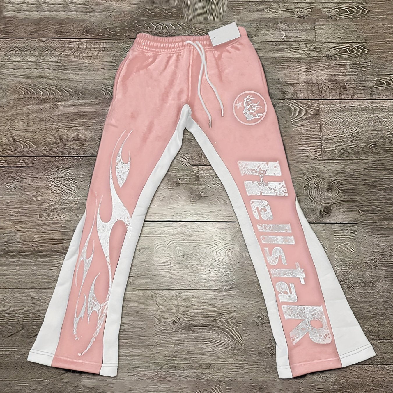 Men'S Casual Flare Leg Pants, Polyester Knit Fabric, Regular Fit, with Geometric Pattern, Asymmetrical Detail, Slight Stretch, for Fall/Winter Collection