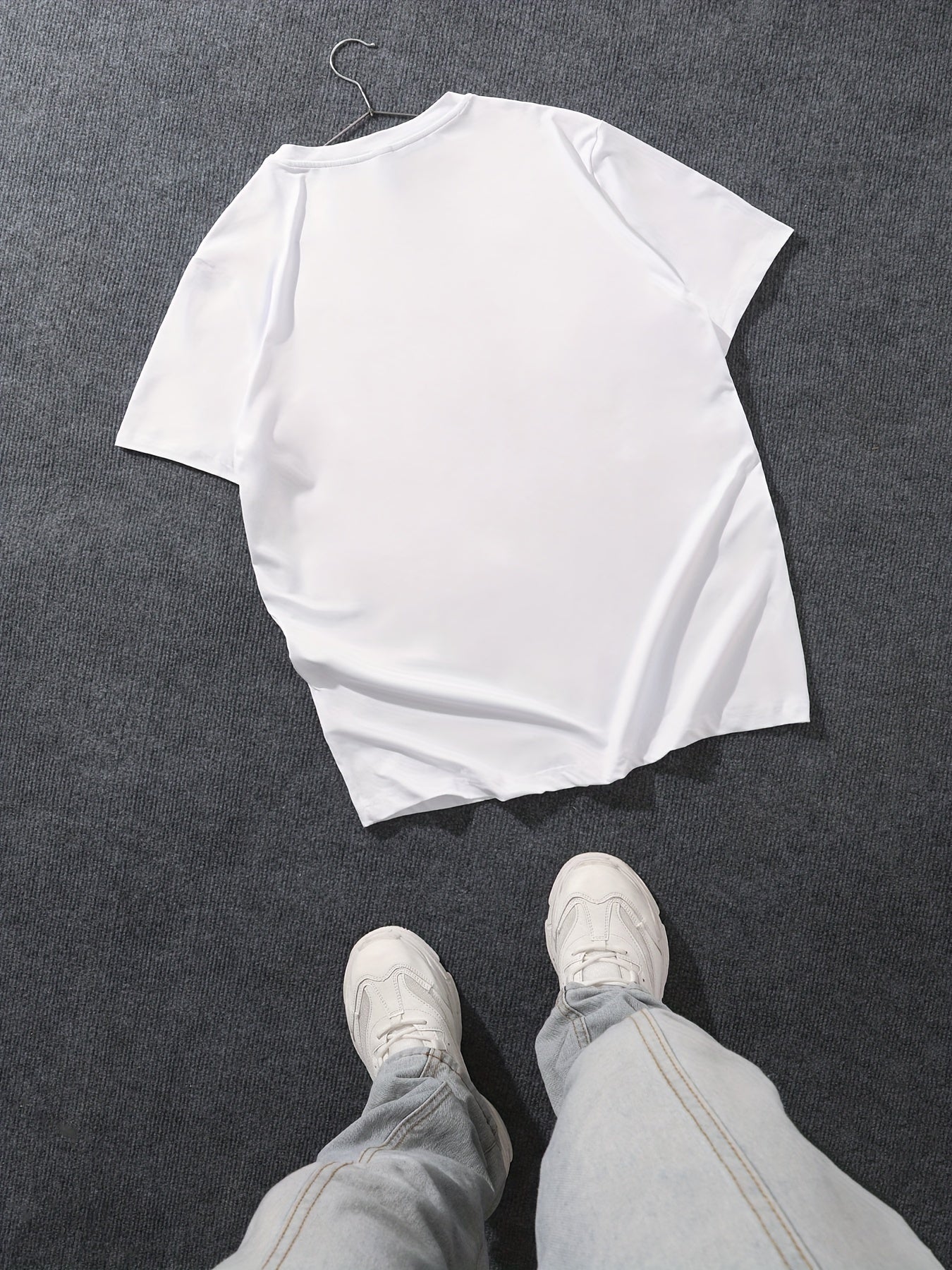 Men'S Hellstar Print T-Shirt and Bell Bottoms Set, Casual Crew Neck Short Sleeve Tee, Summer Street Fashion, Polyester 100%, Slight Stretch Knit Fabric, Regular Fit, 250gsm - Versatile Outfit for Daily Wear