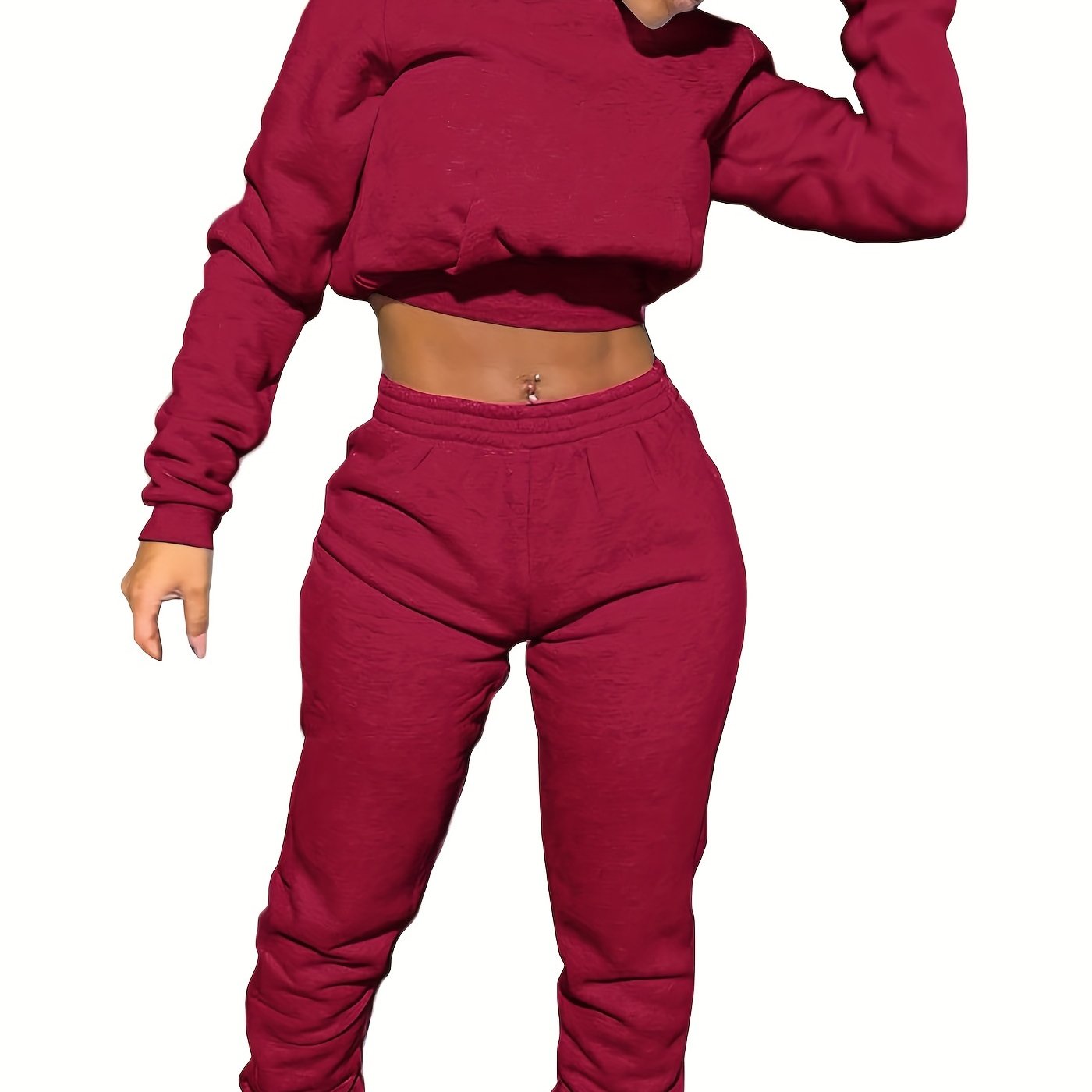 Women's Sport Suit: Solid Color Short Top + Sports Pants 652