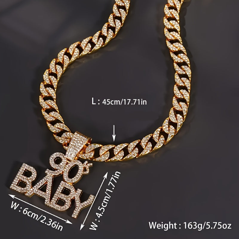 1 Piece Men's Pendant Necklace 90's BABY Pendant with Cuban Chain Creative Necklace Holiday Gift Everyday Wear Perfect Gift for Holiday Party.