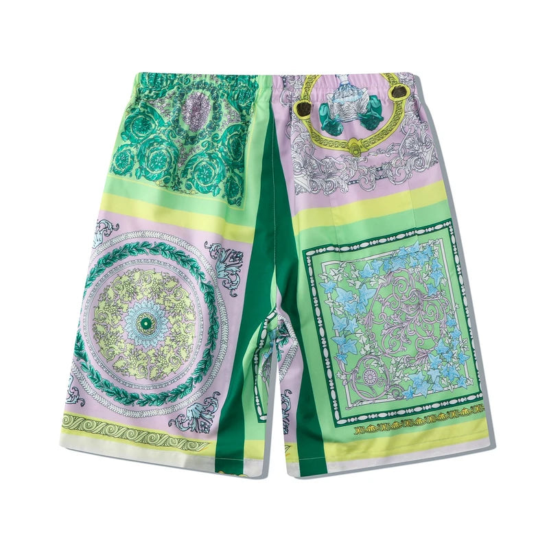 Dark Icon Full Printing Holiday Beach Men's Set Summer Thin Material Hawaiian Shirts and Shorts