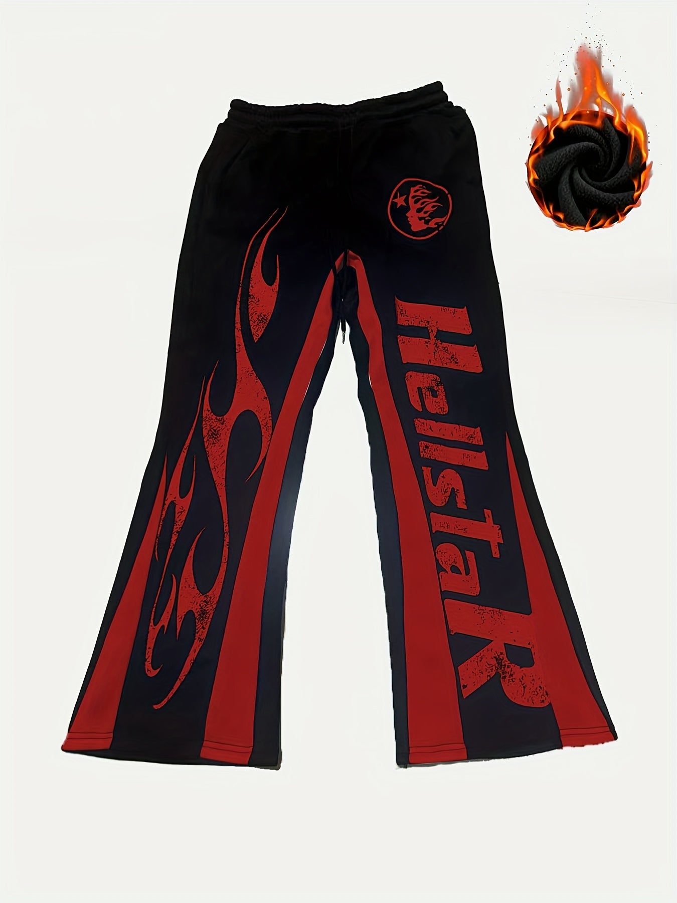 Men'S Casual Flare Leg Pants, Polyester Knit Fabric, Regular Fit, with Geometric Pattern, Asymmetrical Detail, Slight Stretch, for Fall/Winter Collection