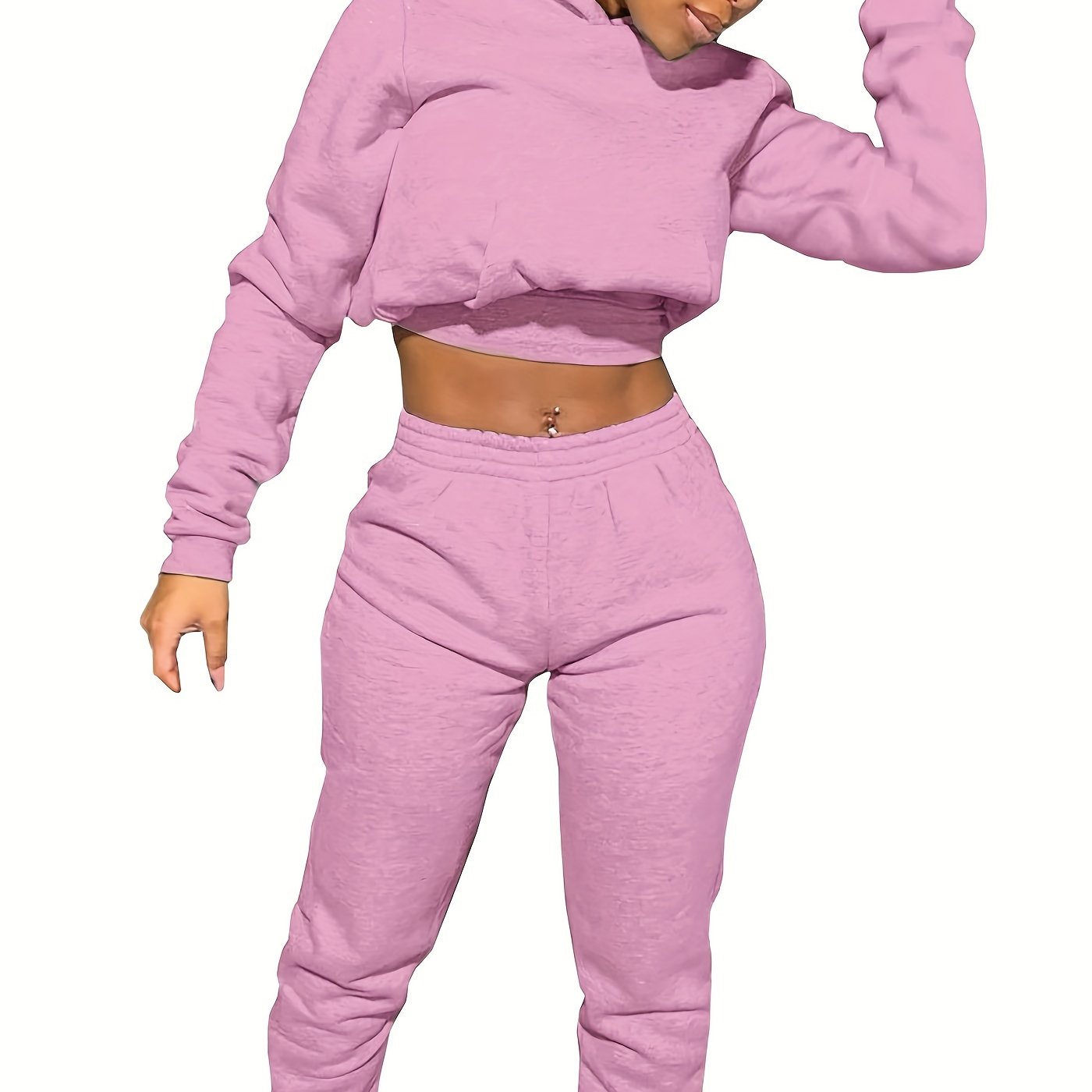 Women's Sport Suit: Solid Color Short Top + Sports Pants 652