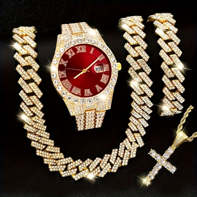 Set Of 3 Pieces And Set Of 4 Pieces, Men's Watch Set, Mayer Migu Necklace Bracelet Set, Men's Cross Necklace Set Gift