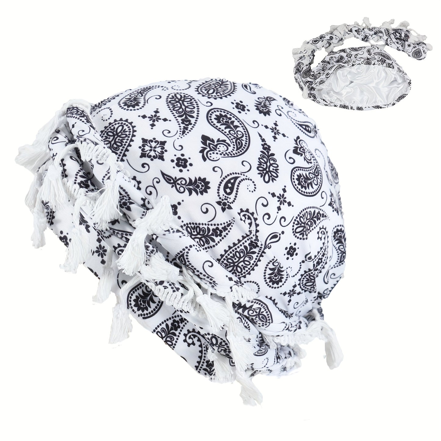 Vintage Paisley Bandana Headwrap with Tassels - Men's Fashion Accessory - Lightweight Knit - Printed Design - No Magnetic Features