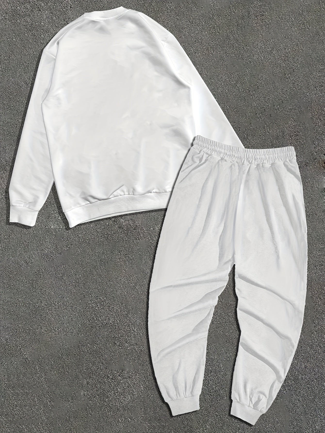 Men'S Casual Graffiti Print Sweatshirt and Pants Set, Crew Neck, Loose Fit, Knit Polyester 95%, 5% Elastane, Slight Stretch, Fall/Winter Lash Sets