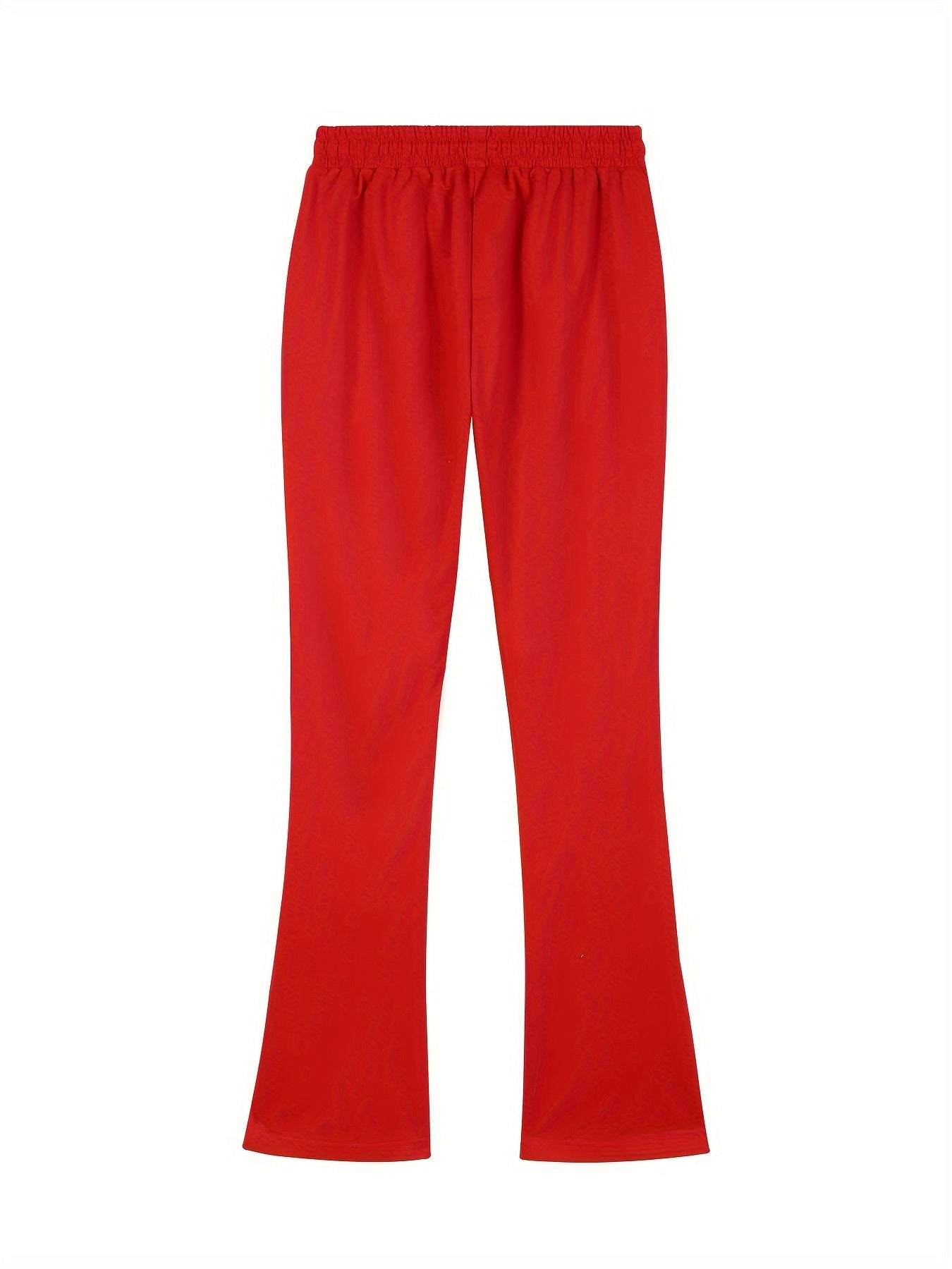 Men's Embroidered Heart Series Casual Flare Pants - Lightweight, Breathable Polyester, Drawstring Waist with Pockets, All-Season Wear, Style