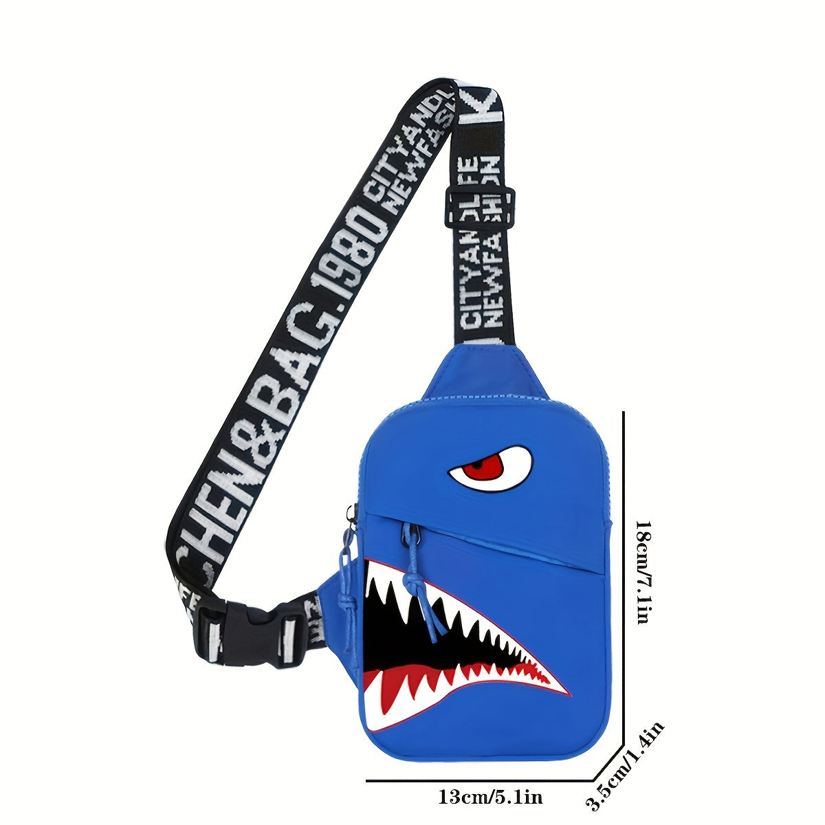 Shark Print Nylon Chest Bag - Stylish & Durable Crossbody Sling for Unisex, Adjustable One-Shoulder Fanny Pack Ideal for Sports, Travel & Outdoor Adventures