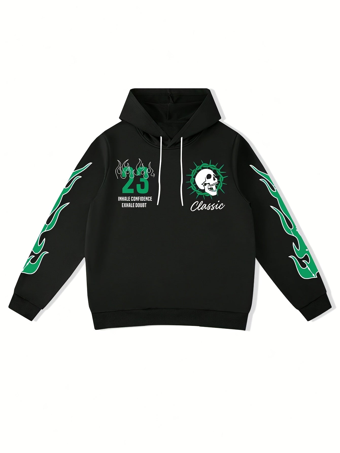 Men's Flame Graphic Hoodie & Sweatpants Set - "FIRE" 23 Print, Casual Streetwear, Polyester Blend, Machine Washable, 2pcs Tracksuit for Autumn/Winter, Essential Hoodie