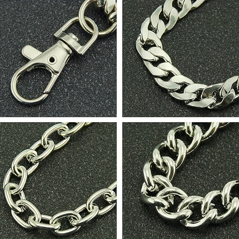 A Long Chain For Pants, Wallet, Pocket, Belt, Or Jeans, With Lobster Clasps At Both Ends, Suitable For Keys And Wallets.