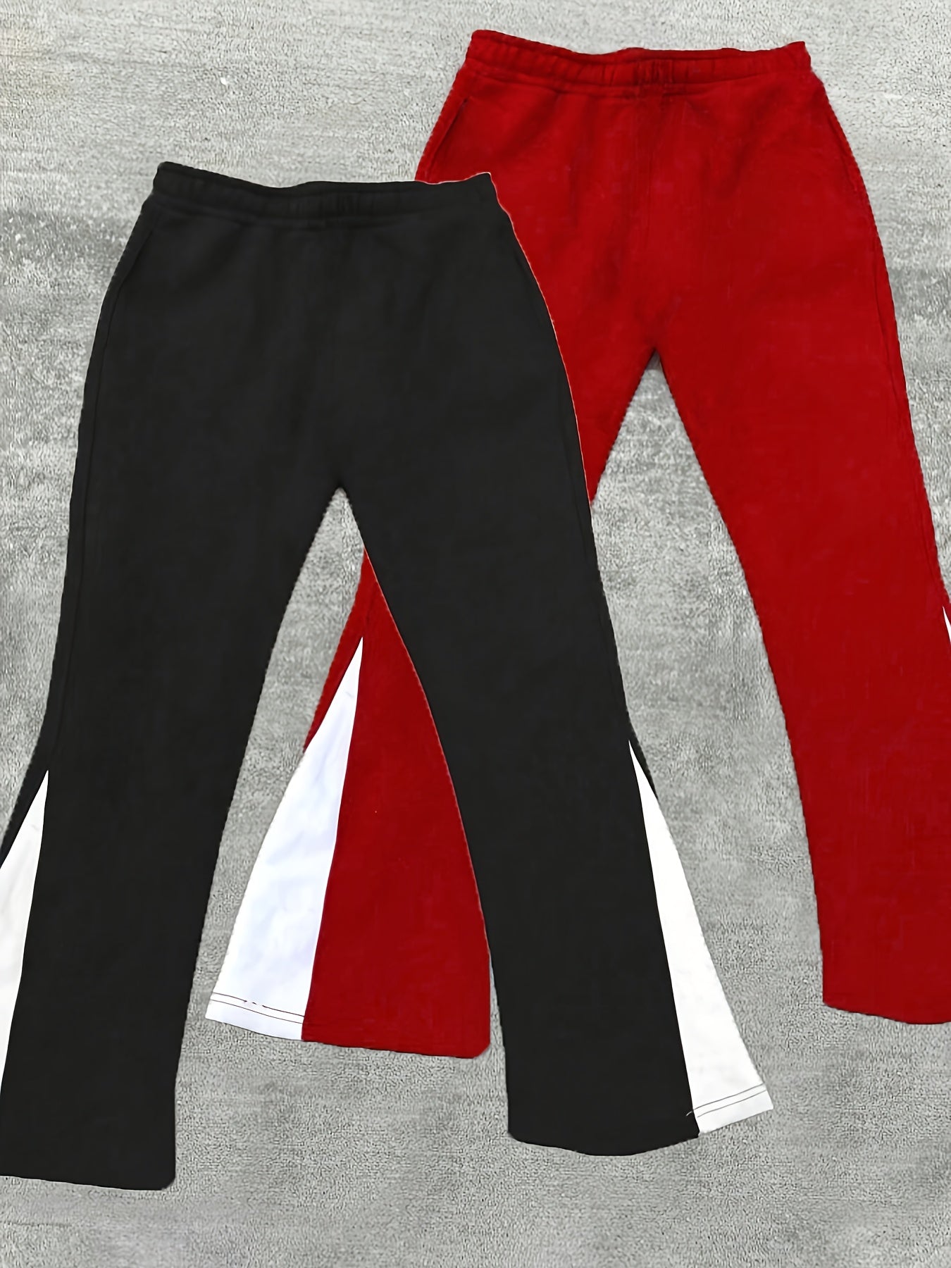 2pcs Men's Casual Jogger Pants with Elastic Waist & Drawstring - "GOD TEARS" Cross Print, Stretchy Polyester Fabric, Machine Washable - Ideal for Spring/Fall