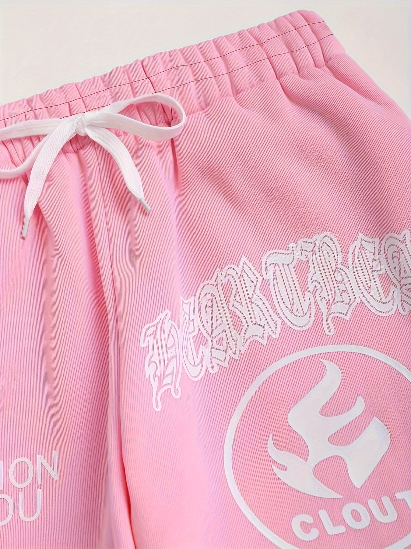 Women's Casual Letter Print Hoodie & Joggers Set - Stretchy Polyester Blend, Drawstring Waist, Machine Washable