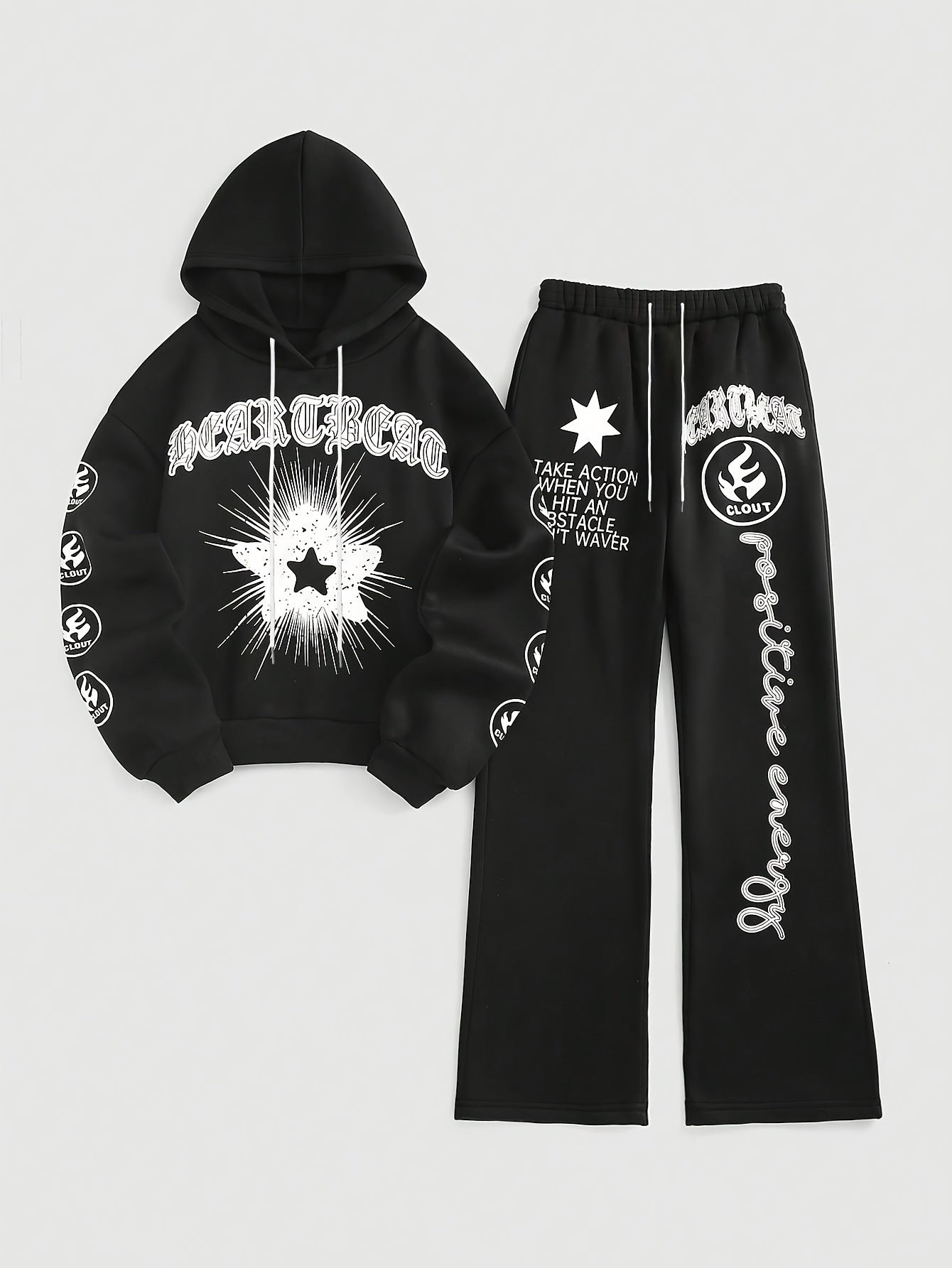 Stylish Plus Size Co-ords - Casual Letter Print Drawstring Hoodie and Pants Set for Women, Comfortable Long Sleeve Outfit with Adjustable Waistband and Relaxed Fit