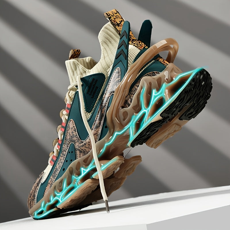 Men's Athletic Footwear - Breathable Mesh, Stylish Color Block Design with EVA Insole, Durable TPU Outsole for Running & Casual Activities - Spring/Autumn