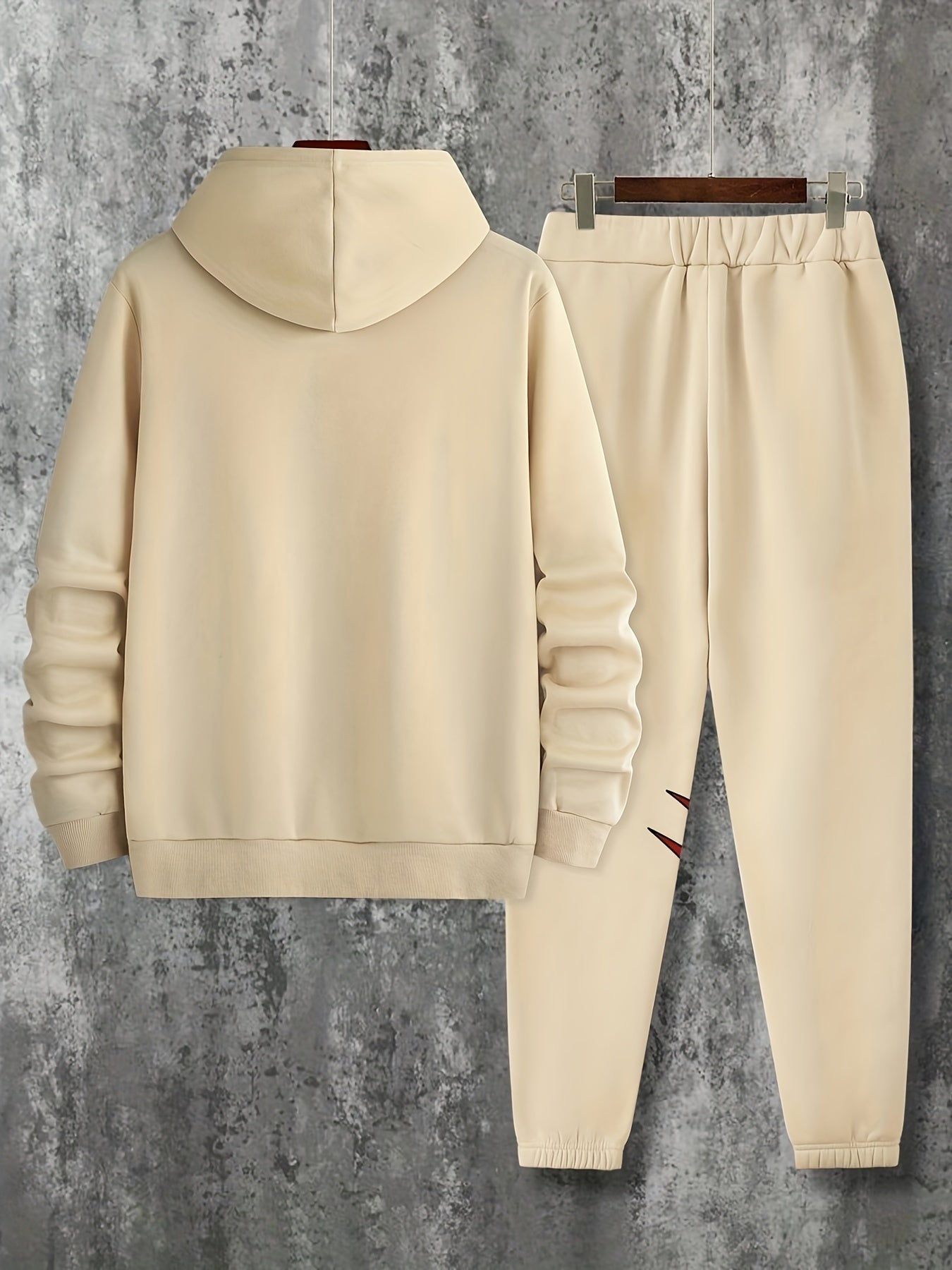 2-Piece Autumn Winter Sets, Men's Casual Brand Letter Hooded Sweatshirt & B Letter Drawstring Jogger Pants Set for Outing and Daily Wear